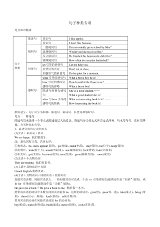 初中英语句子种类专项复习及解析
