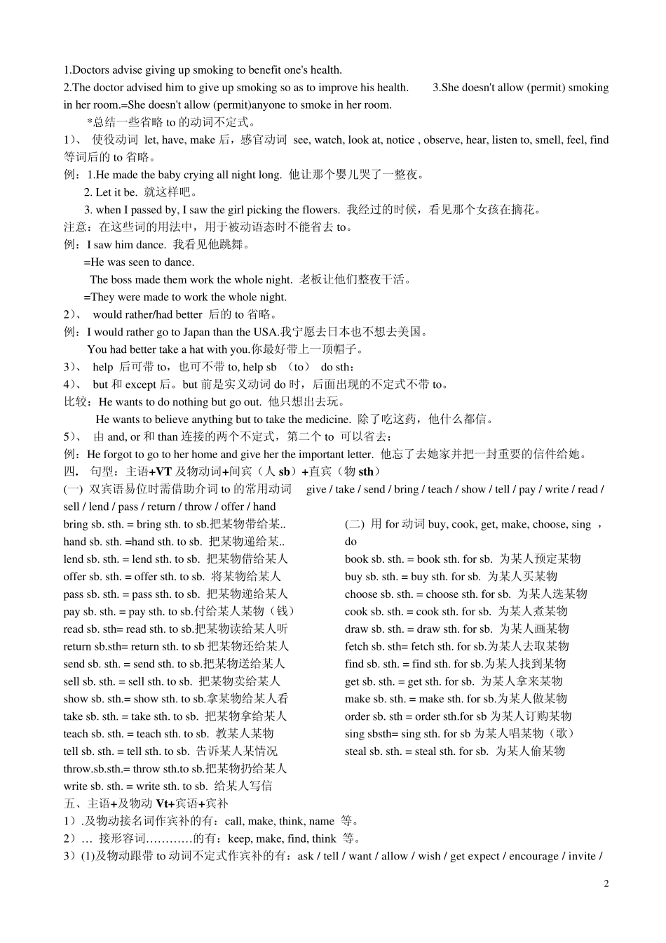 初中英语基本句型及被动语态详解(附练习及答案)_第2页