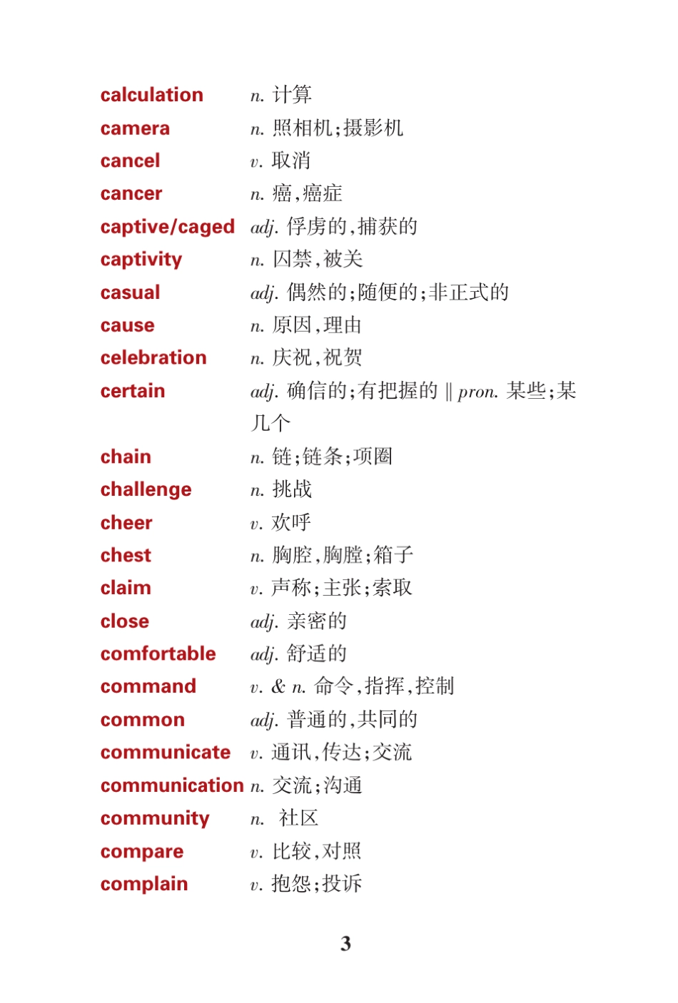 初中英语完型阅读常考高频词汇_第3页