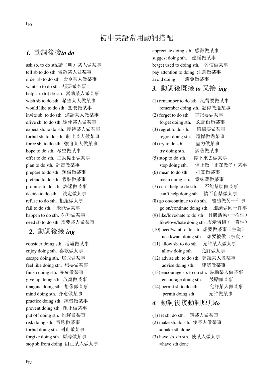 初中英语常用动词搭配和动词短语以及辨析_第1页