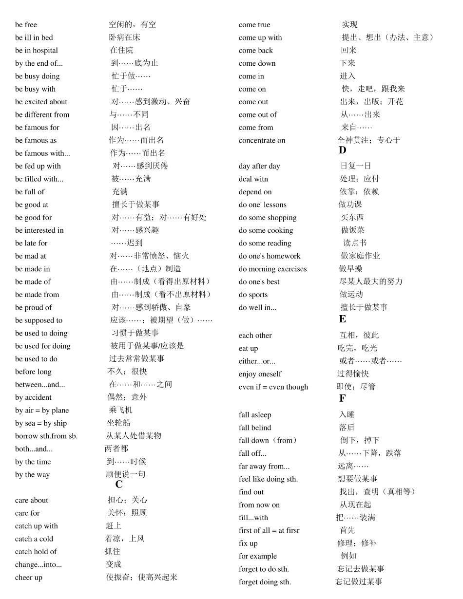初中英语常用词组和短语表_第2页
