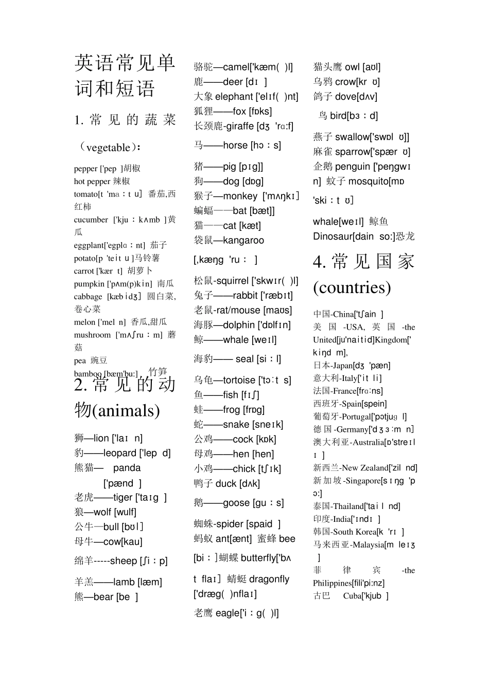 初中英语常见单词和短语_第1页