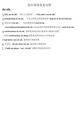 初中英语常见句型