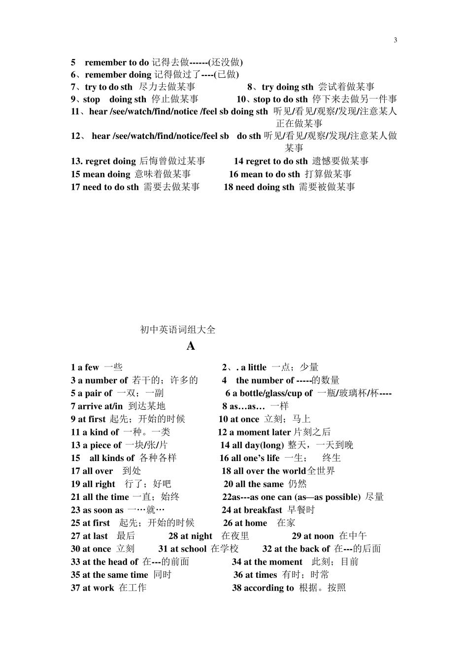 初中英语常见固定搭配_第3页