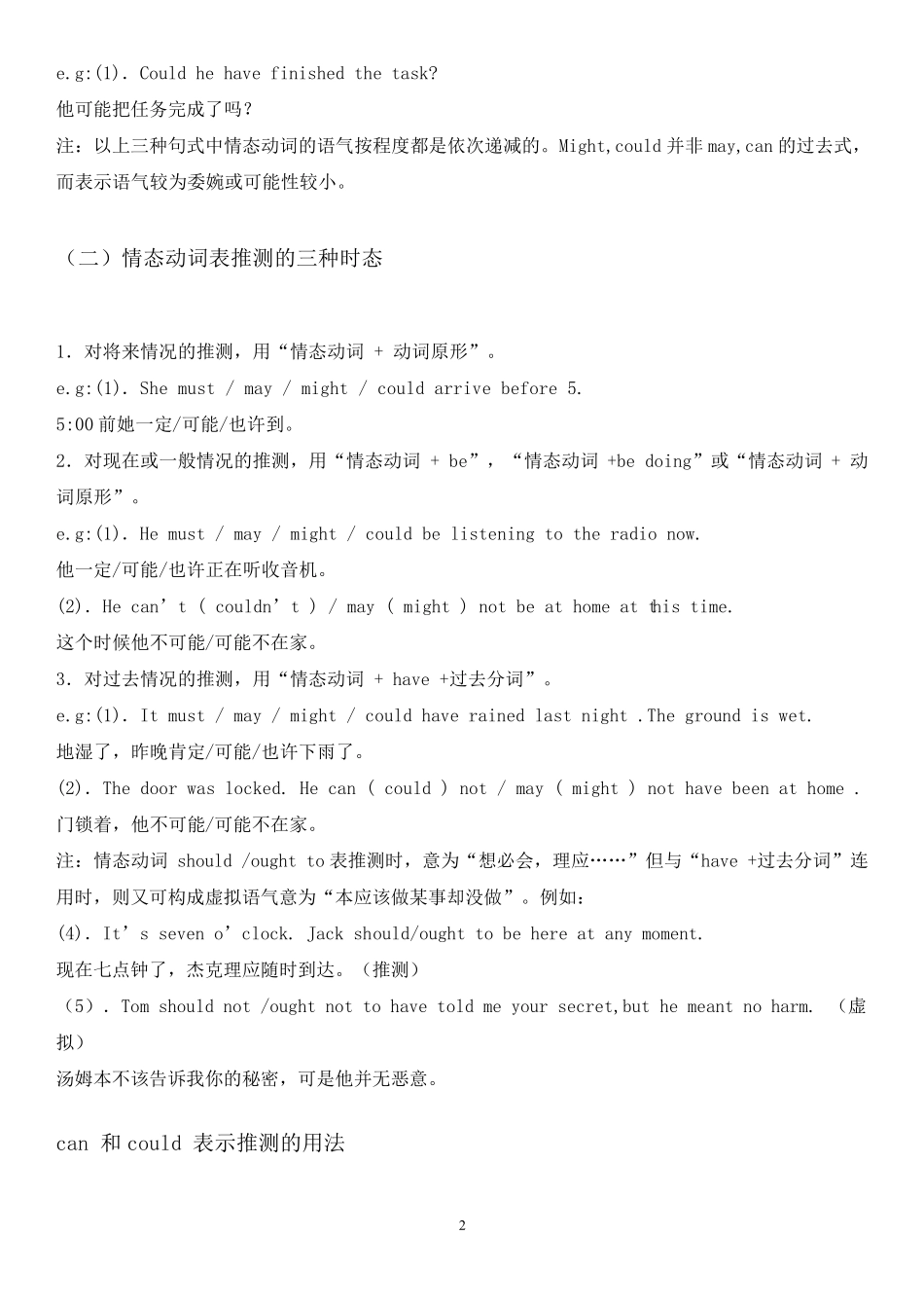 初中英语情态动词专项练习题_第2页