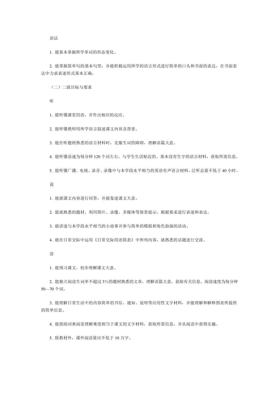 初中英语教学大纲_第3页