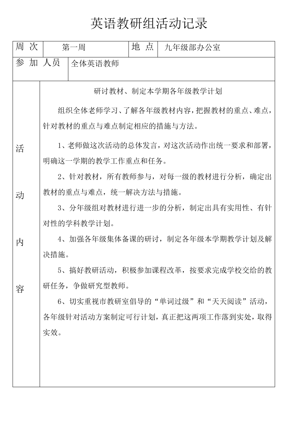 初中英语教研组活动记录_第2页