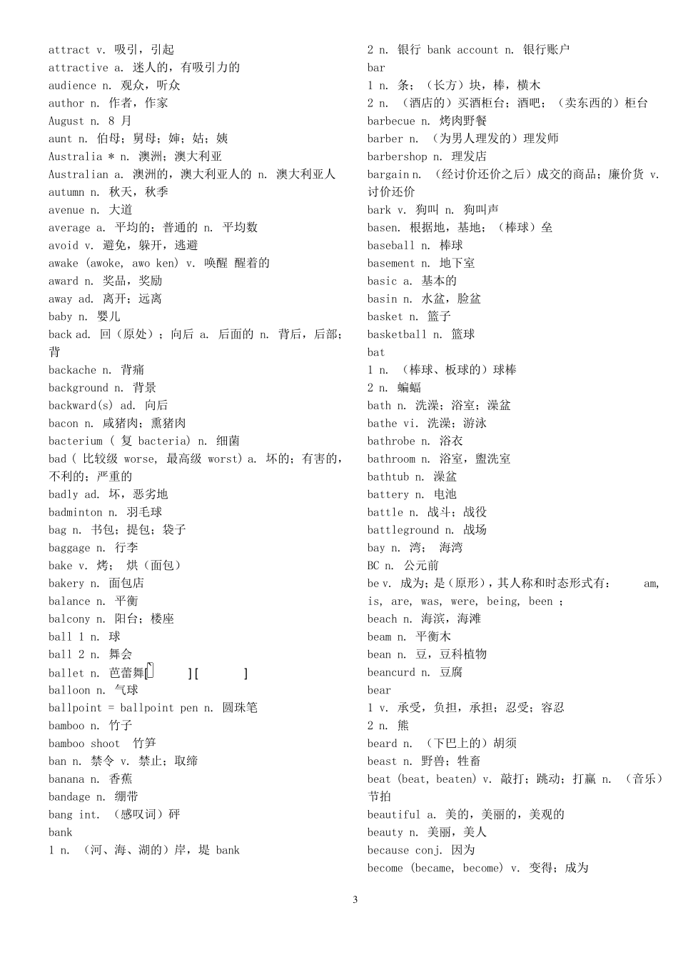 初中英语新课标词汇表1600_第3页