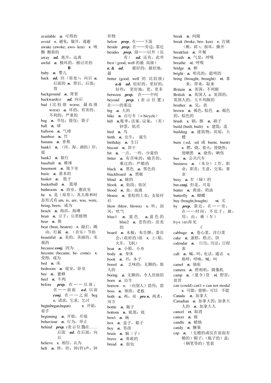 初中英语新课程标准词汇表_第2页