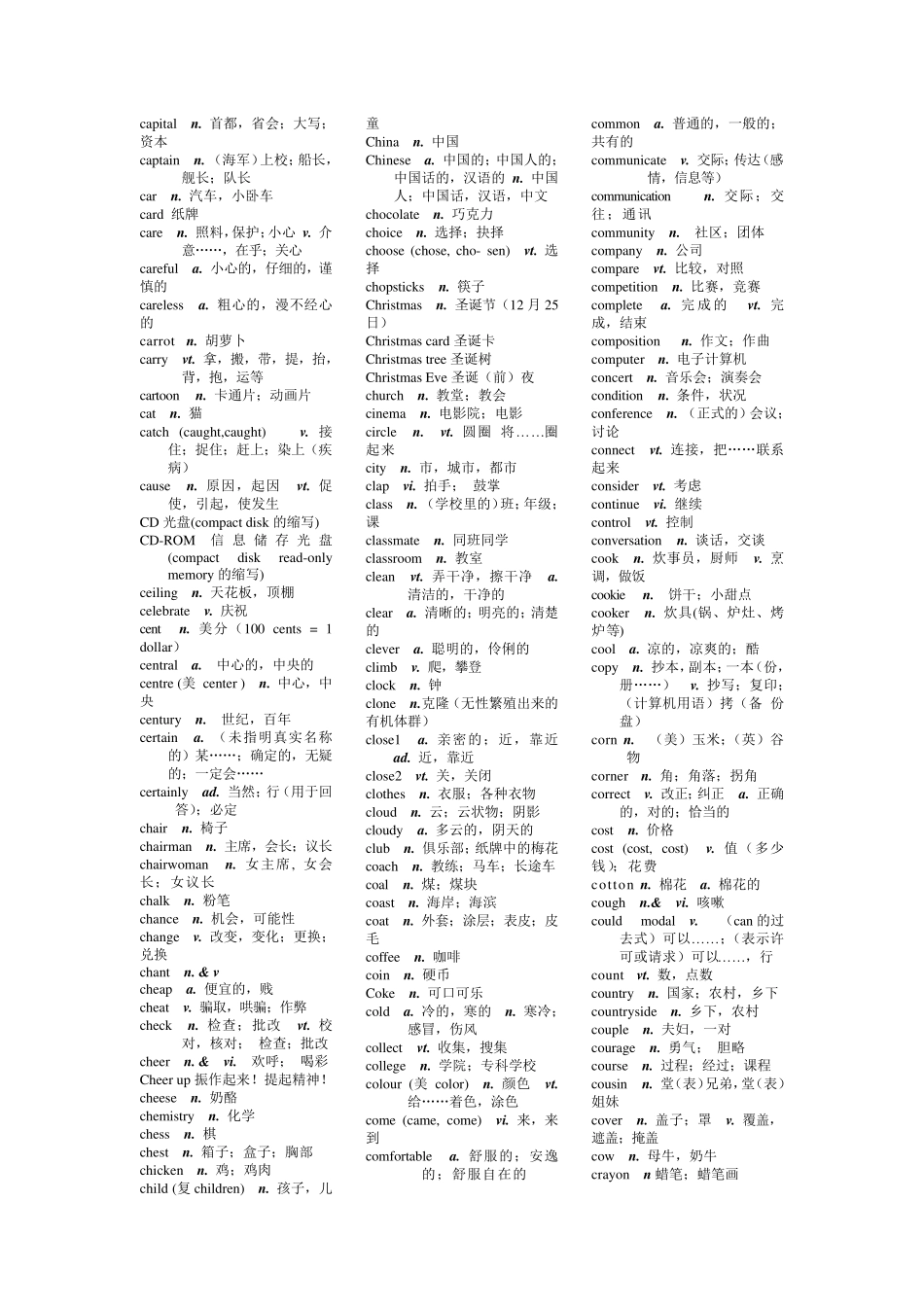 初中英语新课程标准词汇表_第3页