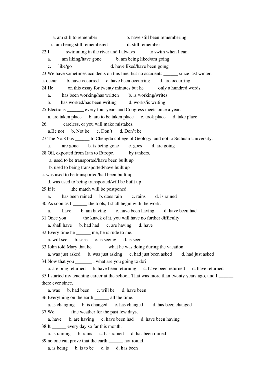 初中英语时态语态练习及答案_第2页