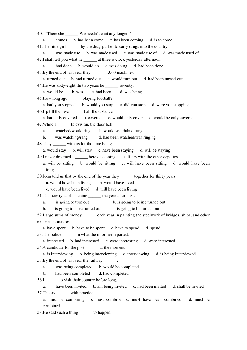 初中英语时态语态练习及答案_第3页