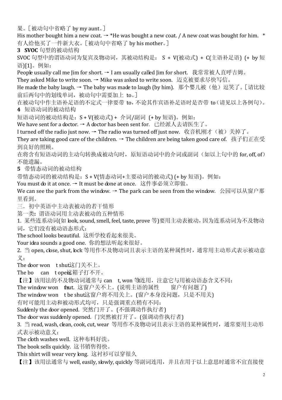 初中英语被动语态与练习_第2页