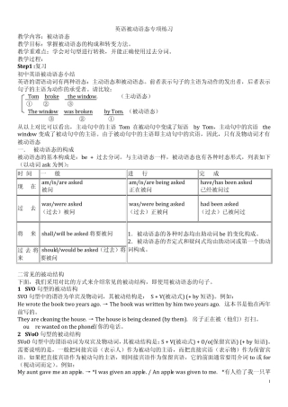 初中英语被动语态与练习