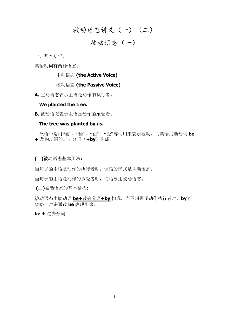 初中英语被动语态讲义_第1页
