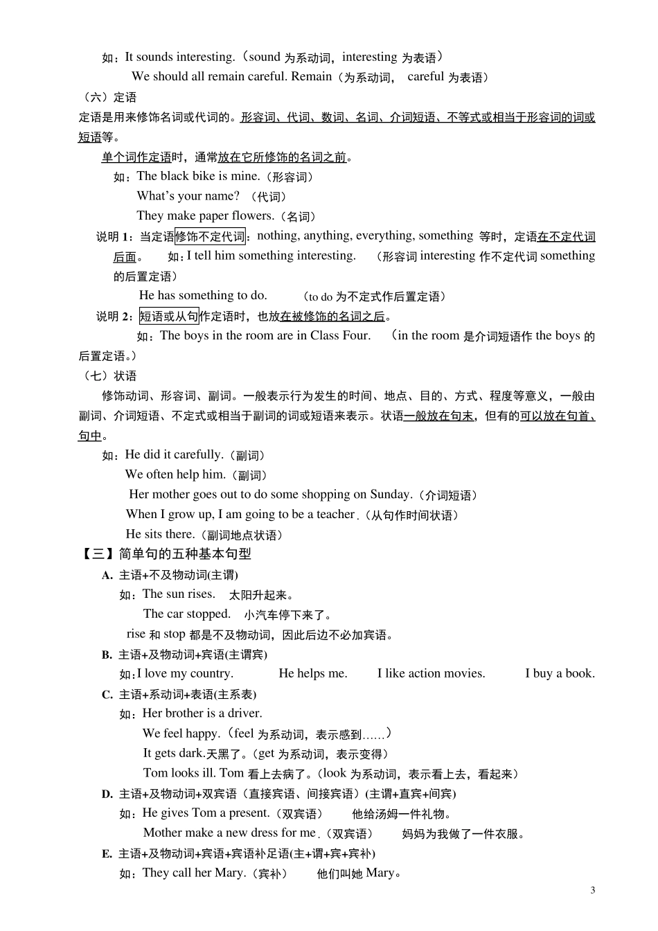 初中英语词性及句子成分、句型__第3页