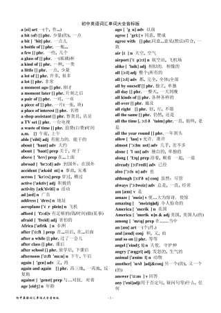 初中英语词汇单词带音标按字母排序