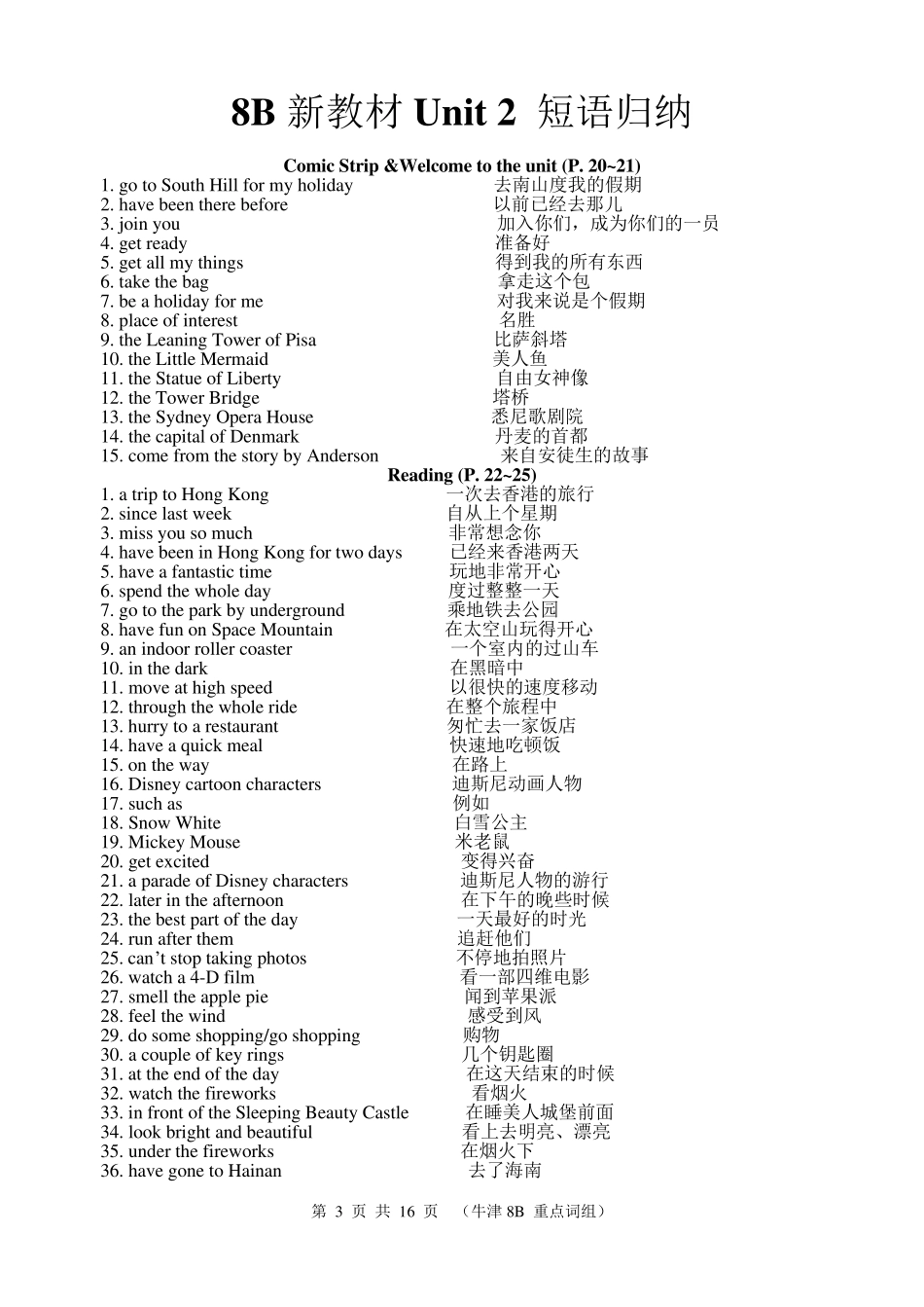 初中英语译林版八下各单元短语_第3页