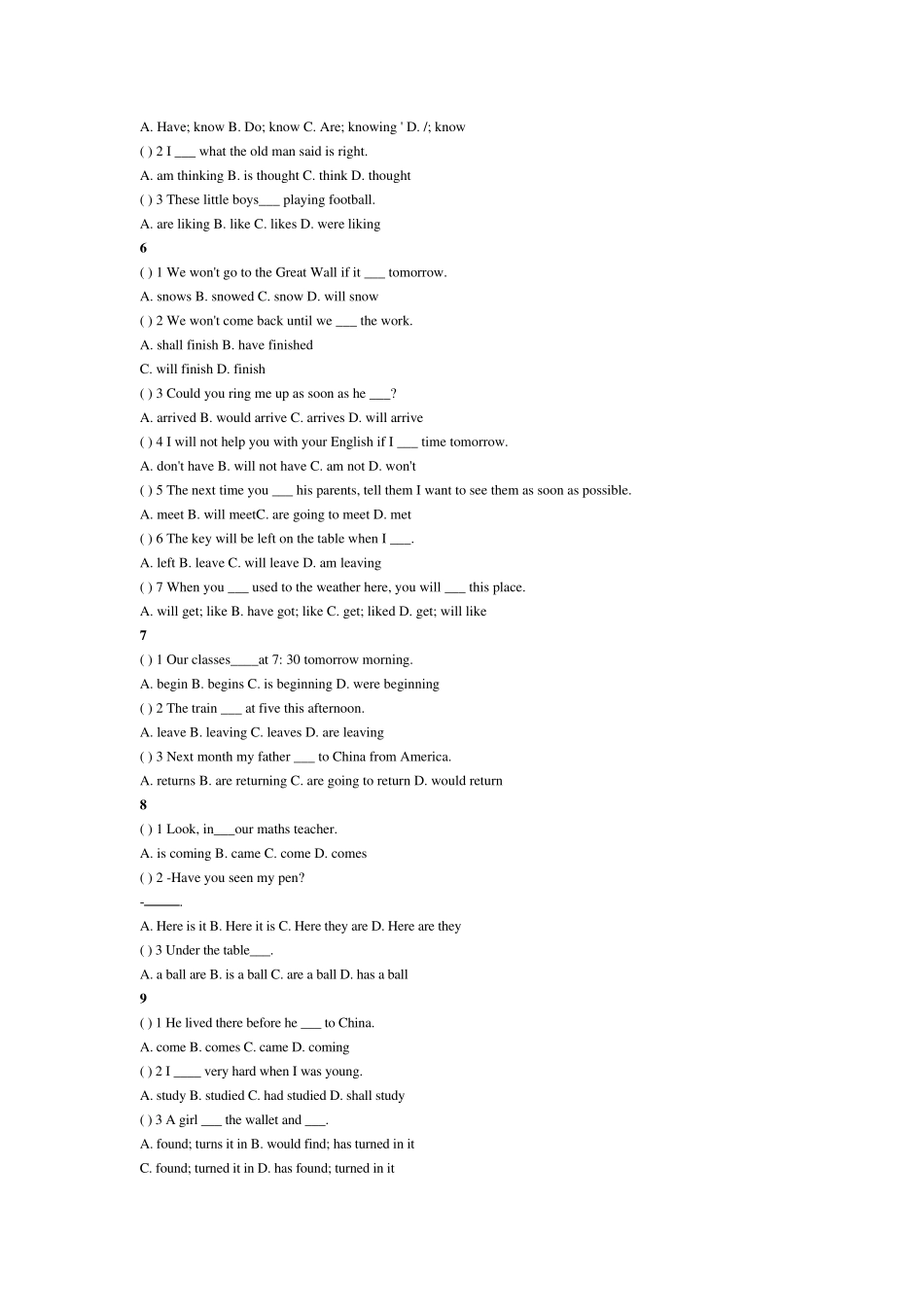 初中英语语法专项习题9时态_第2页