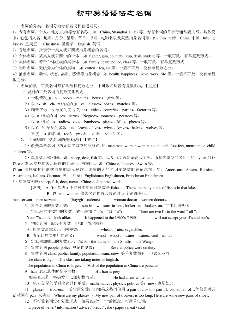 初中英语语法之名词_第1页