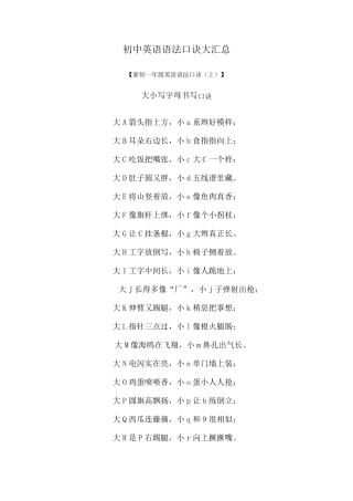 初中英语语法口诀大汇总