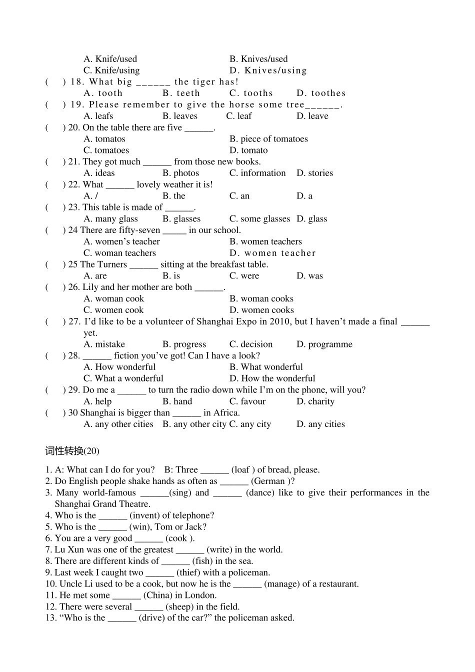 初中英语语法基础知识练习_第2页