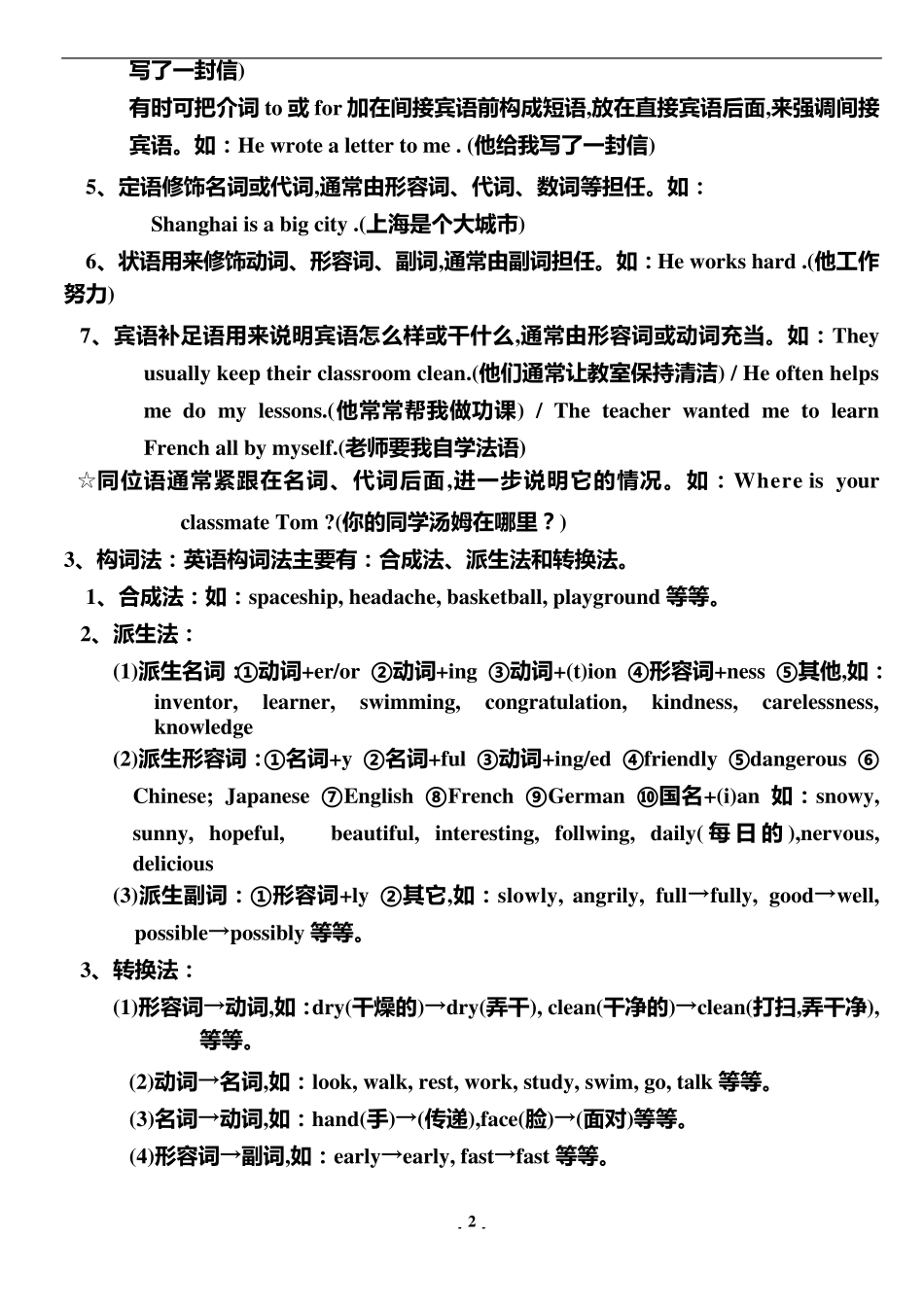 初中英语语法教学大纲_第2页