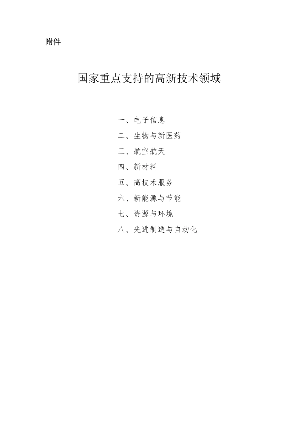 国家重点支持的高新技术领域(2016年2月发布版)_第1页