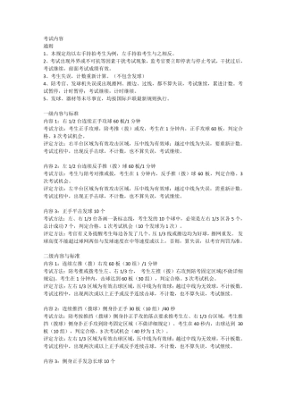 国家青少年乒乓球等级考试(一到九级考试内容)