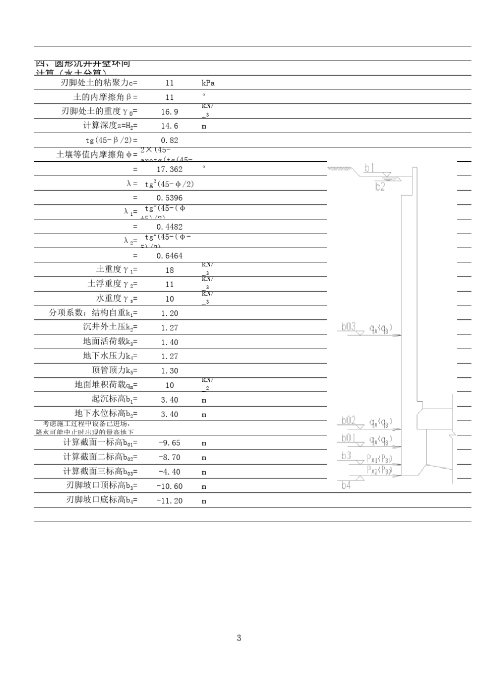 圆形沉井计算表格_第3页