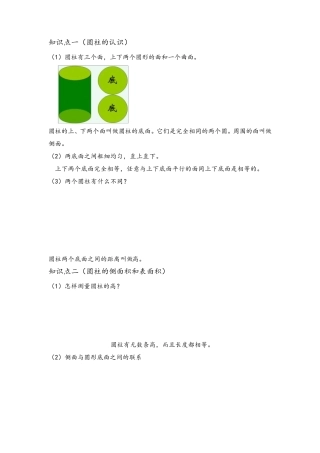 圆柱的表面积和体积