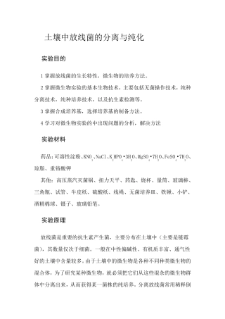 土壤中放线菌的分离与纯化