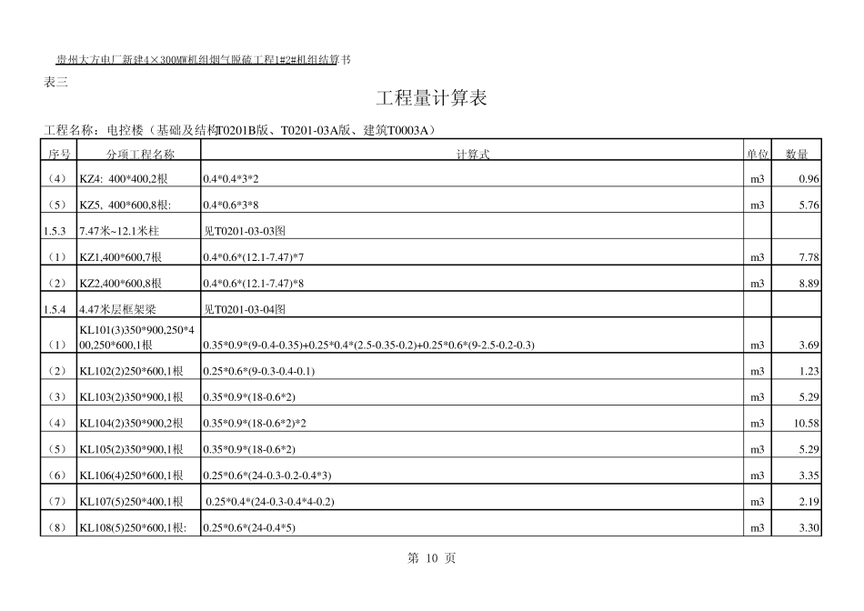 土建工程量计算格式_第3页