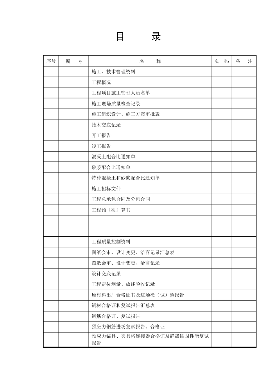 土建资料目录_第1页