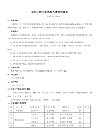土木工程专业本科人才培养计划