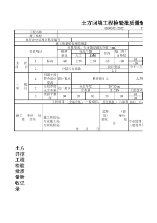 土石方工程检验批质量验收场平资料