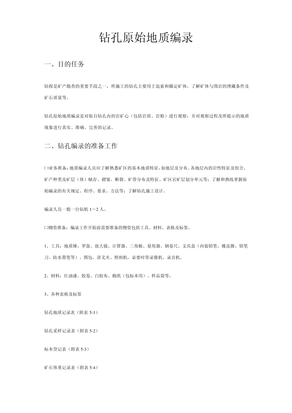 地质钻孔原始编录_第1页