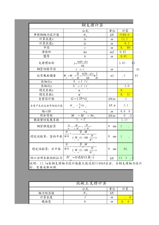 地铁结构设计表格支撑、立柱、腰梁、抗浮、抗拔桩计算2013.11.19