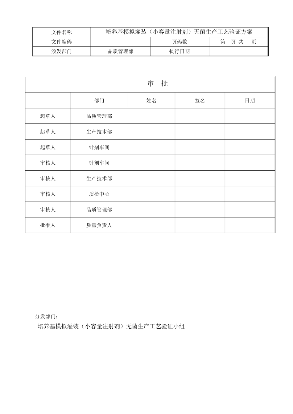 培养基模拟灌装工艺验证方案_第1页