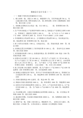 基础会计分录大全练习题汇总答案