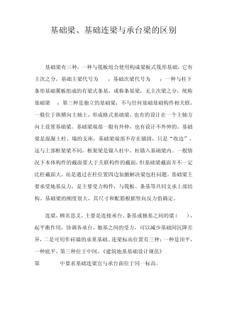 基础梁、基础连梁与承台梁的区别
