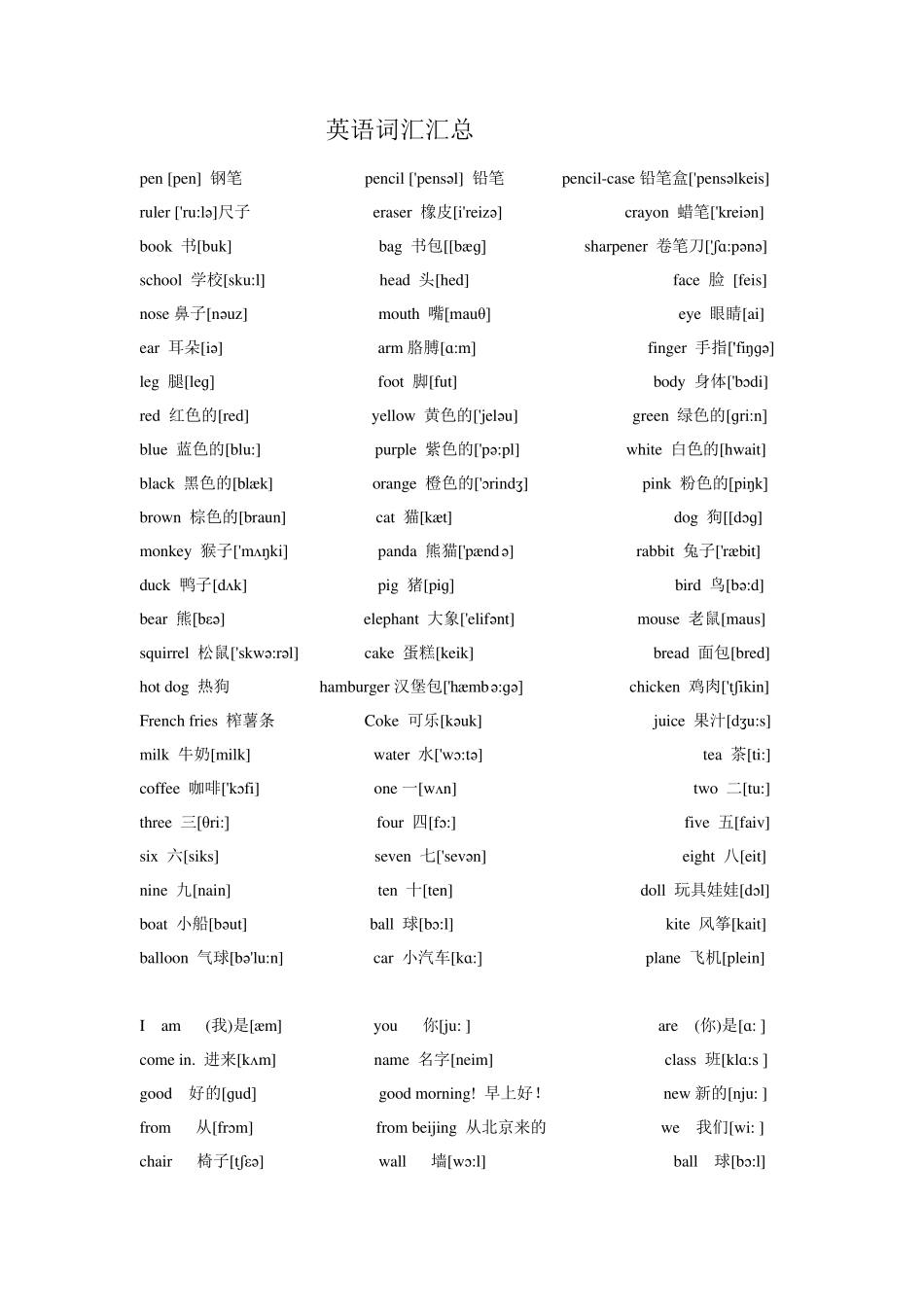 基础英语单词(带音标)_第1页