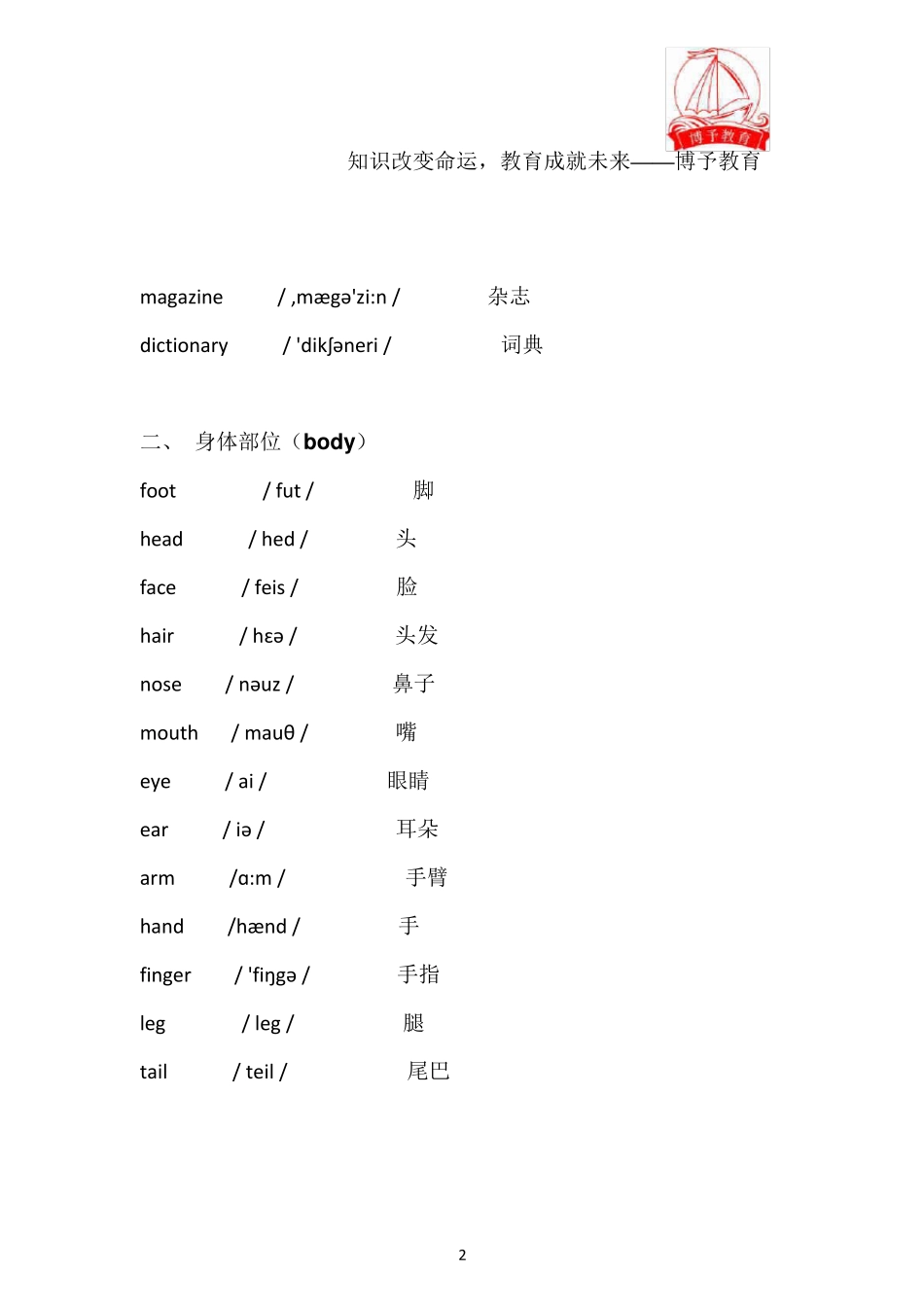基础英语单词分类大全_第2页