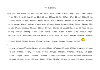 基础词汇1000个