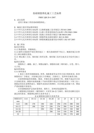 基础钢筋绑扎施工工艺标准