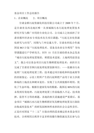 基金项目工作总结报告