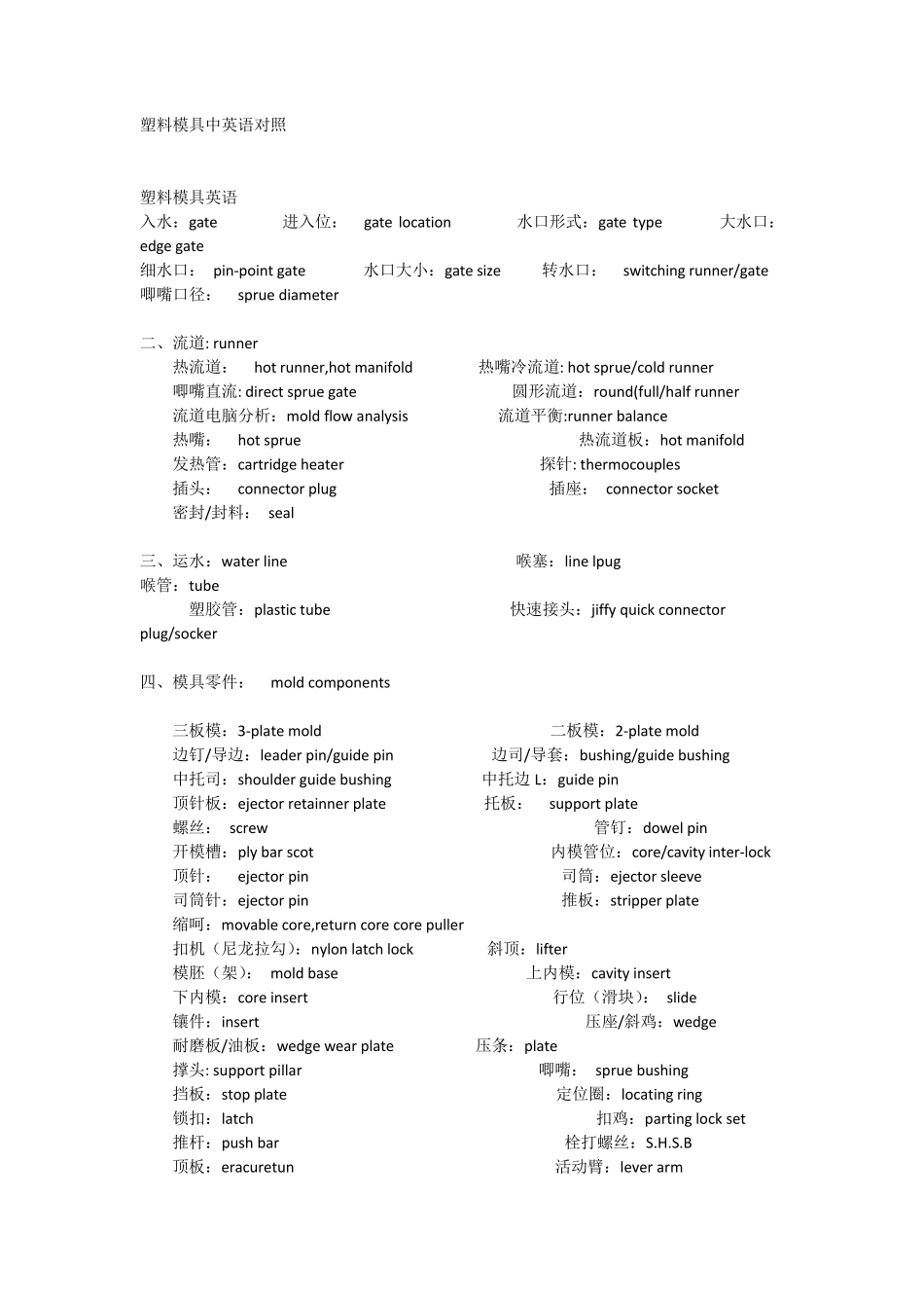 塑料模具行业专业术语中英文对照_第1页