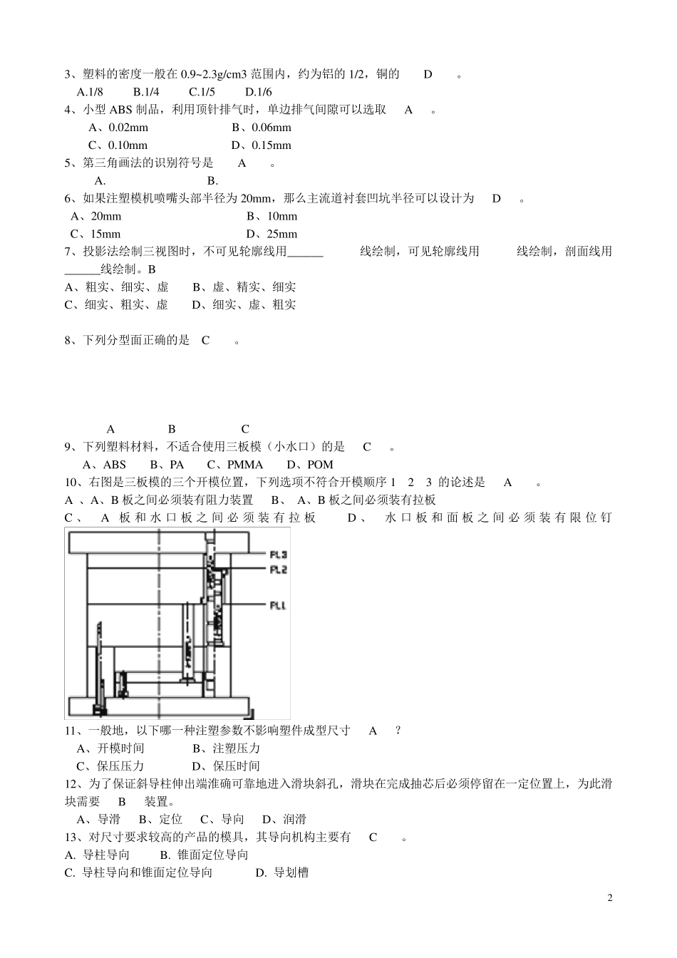 塑料模具高级工考试题及答案_第2页