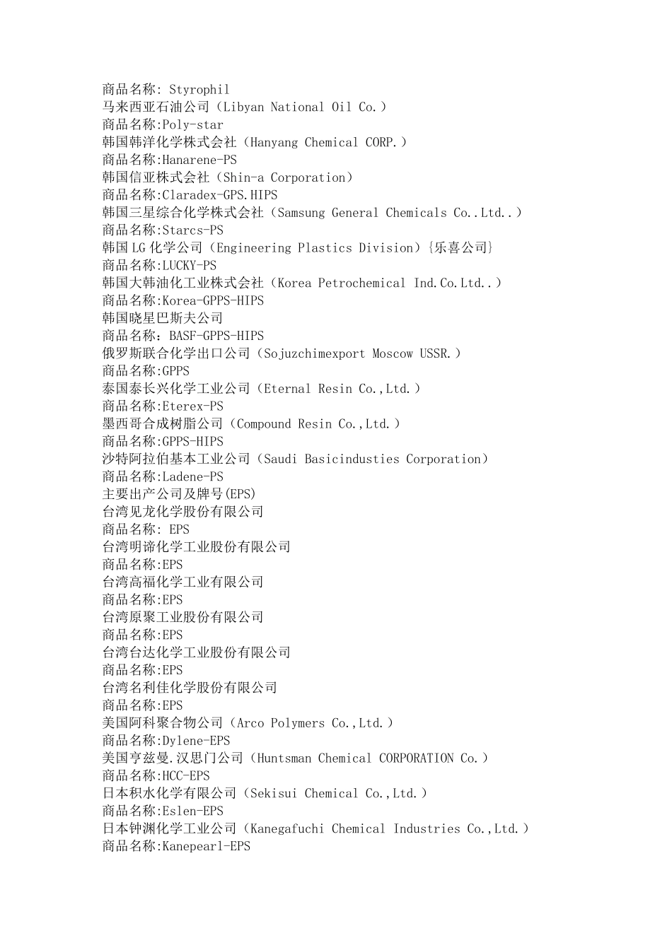 塑料牌号大全(生产公司)_第3页