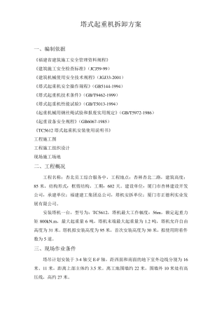 塔吊拆卸方案